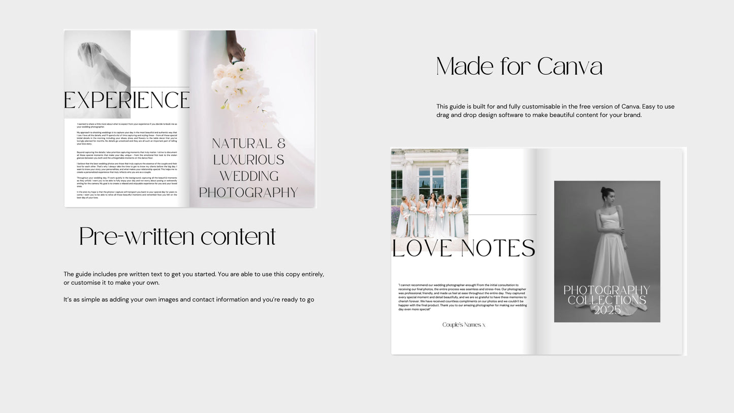 Wedding Photography Pricing Guide Canva Template