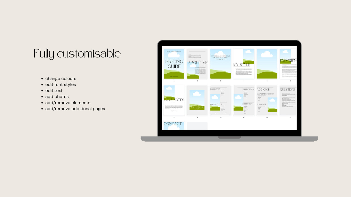 Wedding Photography Pricing Guide Canva Template